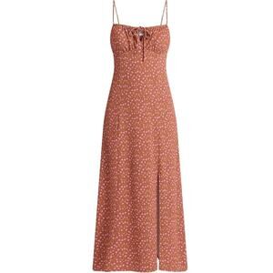 NWT maxi adj spaghetti strap shoulder front 20 inch split shirred bust front tie